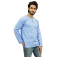 thumbnail image 3 of Atasi Kurta Court Bleu Ciel pour Homme, Col Rond à Goutte, Chemise en Coton, 3 of 7