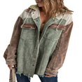 thumbnail image 1 of Womens Corduroy Shacket Jacket Long Sleeve Button Down Color Block Hooded Coat with Pockets, 1 of 7