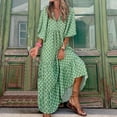thumbnail image 2 of RKSTN Robes pour Femme Robe à Imprimé Floral à Manches Bouffantes Grande Taille Robe à Manches Courtes à Col en V Fluide Robe Maxi de Soirée, 2 of 7