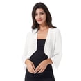 thumbnail image 1 of TTAO Boléro Châle en Mousseline Douce Transparente à Manches 3/4 pour Femme, Veste Cardigan Ouverte à l'Avant pour Robe de Soirée de Mariage Ivoire TG, 1 of 7