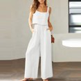 thumbnail image 1 of zanvin Ensembles 2 Pcs pour Femmes, Ensemble Décontracté 2 Pcs pour Femmes en Lin avec Short, Haut Sans Manches, Veste, Haut/chemise Sans Manches à Col Ras du Cou, 1 of 5
