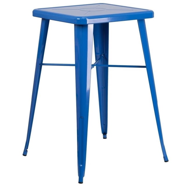 Flash Furniture 28" Square Metal Bar Table in Blue