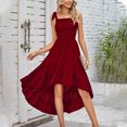 thumbnail image 2 of TopLLC Summer Dress Womens Summer Boho Spaghetti Strap Square Neck Solid Color Ruffle A Line Beach Long Maxi Dress Plus Size Dresses,Beach Sundress, 2 of 5