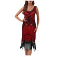 thumbnail image 1 of Birdeem Robe pour Femmes de Printemps et d'Été à Col Rond Sans Manches avec Paillettes et Franges en Forme de Boule, Robe de Fête, Banquet, Danse, Robe Courte, 1 of 1