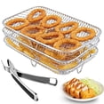 thumbnail image 1 of CUITING Air Fryer Rack for Ninja DZ201 Foodi and Ninja DZ401 Foodi Stackable Square Rack Stainless Steel Multi-Layer Dehydrator Air Flow Rack Air Fryer Accessories, 1 of 10