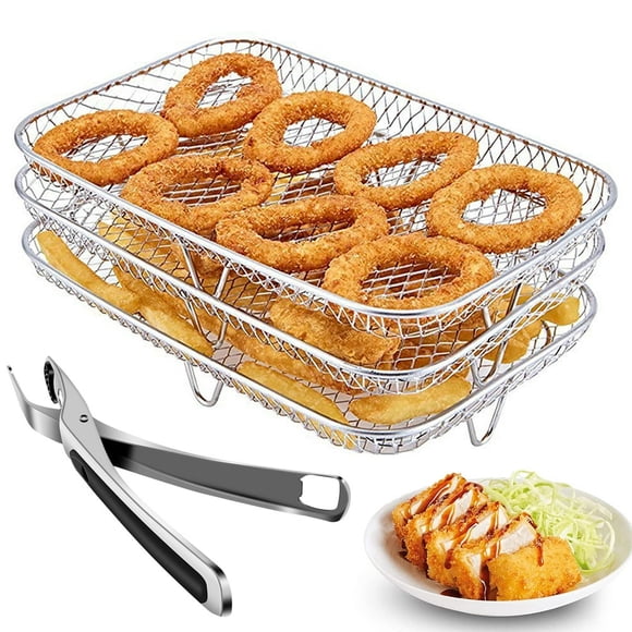 CUITING Air Fryer Rack for Ninja DZ201 Foodi and Ninja DZ401 Foodi Stackable Square Rack Stainless Steel Multi-Layer Dehydrator Air Flow Rack Air Fryer Accessories