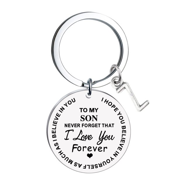 Creative DIY To My Son Stainless Steel Last Name 26 Letter Keychain 2.5x2.5cm