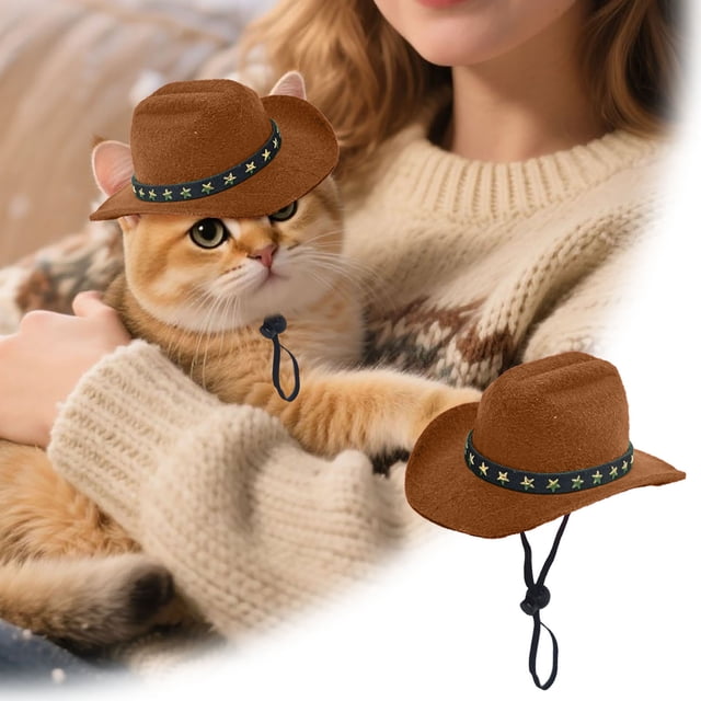 Chapeau de Cowboy Western Élégant pour Chats, Carnaval, Fête d'Halloween et Accessoire de Jeu de Rôle