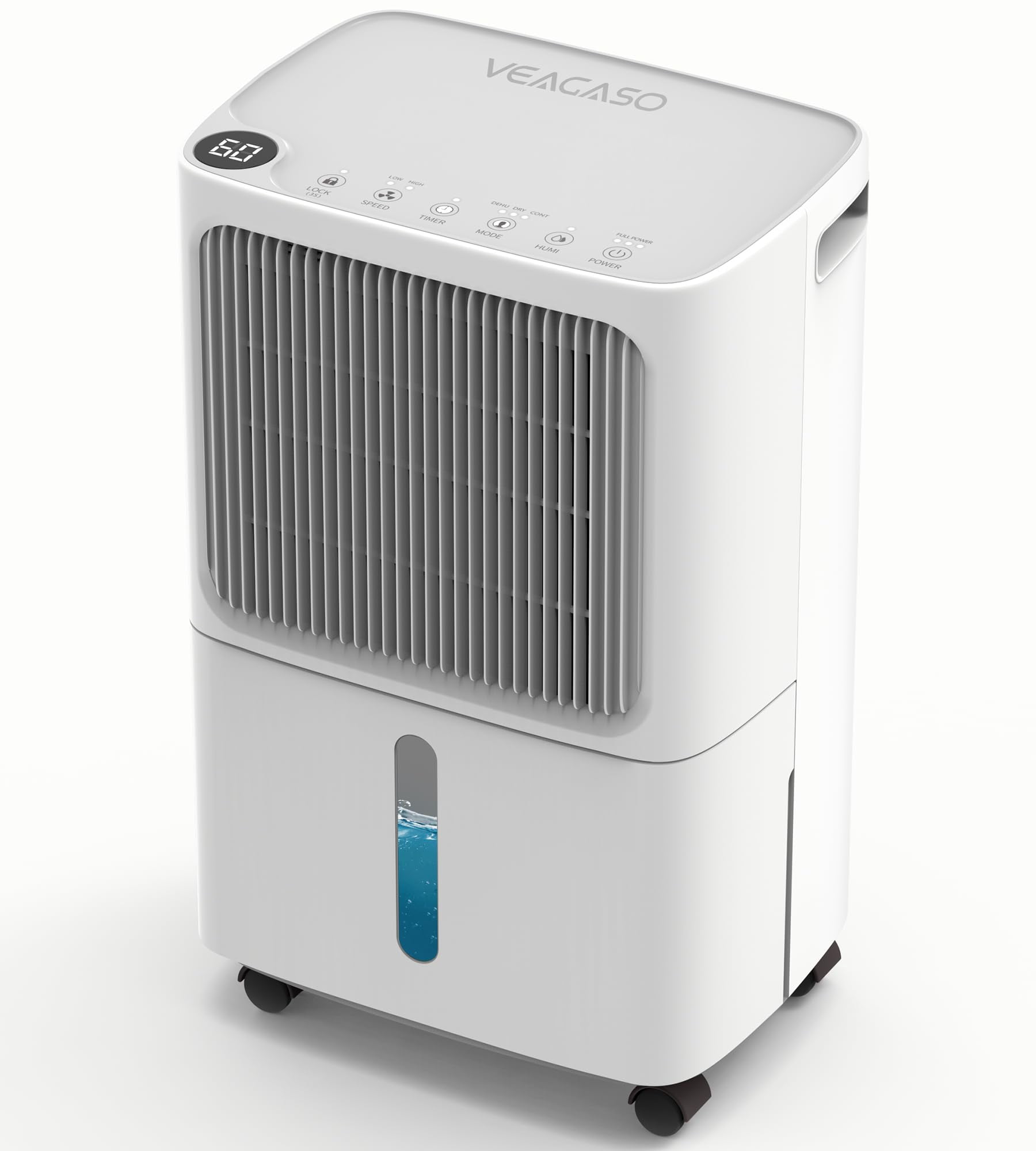 VEAGASO 2500 Sq. Ft Dehumidifier for Basement 34 Pint Dehumidifiers For Home Large Room Auto Drain or Manual Drainage Digital Control Panel Auto Defrost 24H Timer Child Lock