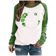 thumbnail image 1 of Besolor Womens St. Patrick's Day Shirts Long Sleeve Sweatshirt Cute Color Block Clover Shamrock Pullover Tops for Party, 1 of 4