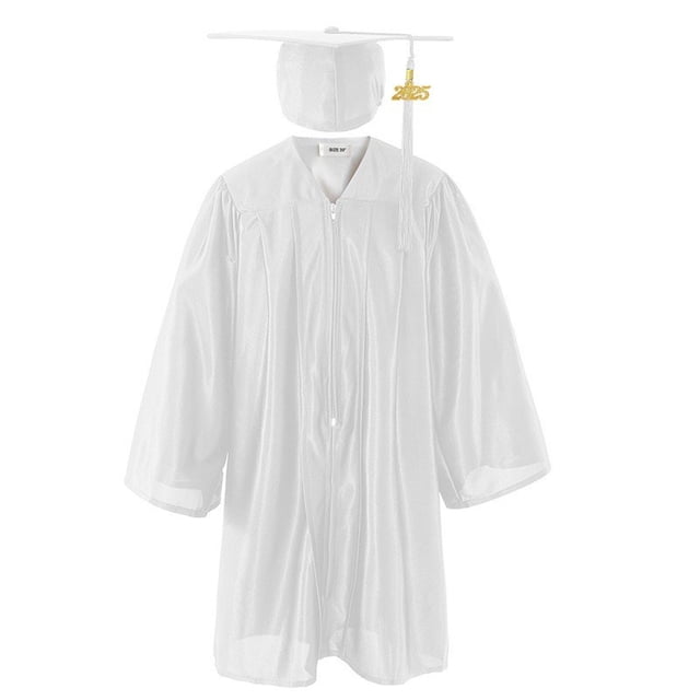 YUNAFFT Kids Graduation Gown Set Shiny Polyester Academic Dress with Cap 3-10Y