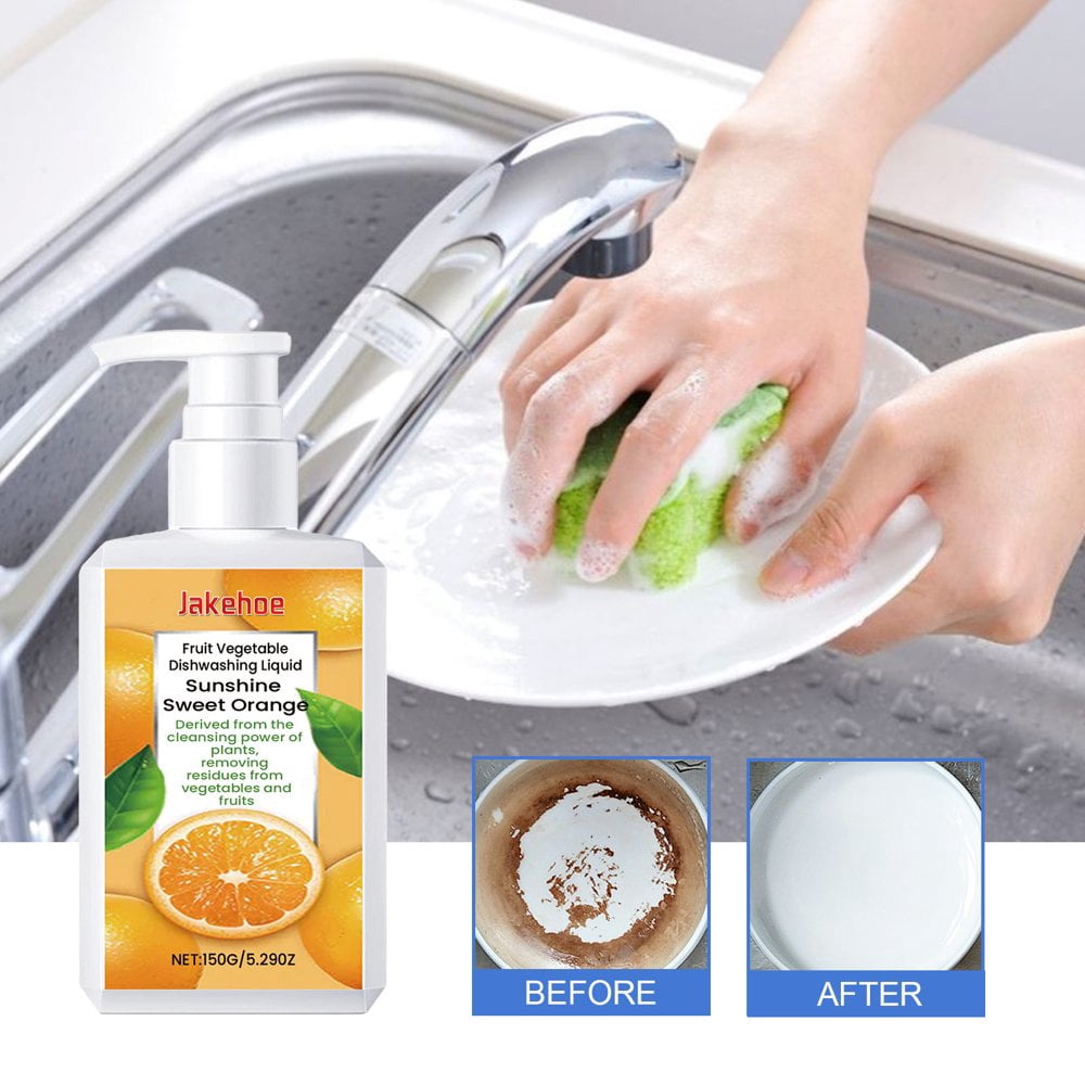HLONK Fruit & Vegetable Dishwashing Liquid - 150ml  Powerful Degreasing & Cleaning Formula  Natural Plant Extracts  Food-Grade Safe for Dishes  Fruits  Veggies & Baby Bottles  Multipurpos