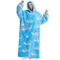 thumbnail image 1 of LUXUR Chemises de Nuit à Capuche pour Femmes, Robe de Nuit, Robe de Sommeil, Imprimé Requin Bleu, 1 of 2