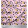 thumbnail image 1 of Soimoi Pink polyester Crepe Fabric Leaves & Clover Flower Hand Drawn Print Fabric by Yard 42 Inch Wide, 1 of 1