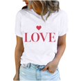 thumbnail image 1 of Diufon Hauts de la Saint-Valentin pour Femmes Décontractés Tendance T-Shirt à Manches Courtes Col Ras du Cou Mignon à Imprimé Graphique Chandail Blouse, 1 of 5