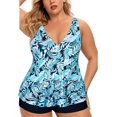 thumbnail image 2 of HAWEE Womens Plus Size Tankini Swimsuits with Shorts Two Piece Bathing Suit Floral Printed Swimwear, 2 of 4