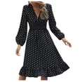 thumbnail image 1 of Robe à Manches Longues Femme Mode Femmes Manches Longues Imprimé Col en V Dames Sortie de Vacances Longue Robe Robe d'Été à Manches Longues Robe Longue d'Été pour Femmes Longue Robe d'Été pour Femmes, 1 of 7