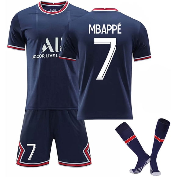 Mbappe 7jersey Home New Season Paris Soccer T Shirts Jersey Set For Kids Youths(22 120-130cm)