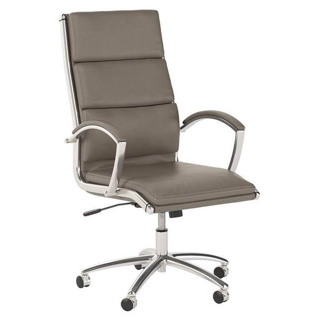 Chaise de Direction en Cuir à Dossier Haut Echo, Gris Délavé