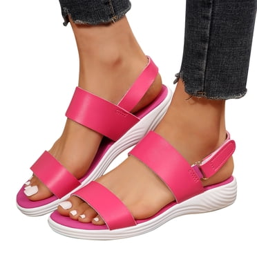 Mefallenssiah Women'S Double Delt Sports Sandals Sports Summer Glamour Black Leather Leisure Adhesive Band Sandals