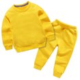 thumbnail image 2 of LSLJS Ensemble Automne Hiver pour Tout-Petits Garçons Filles, Bonbon, Couleur Unie, Chandail à Col Rond et Pantalon de Jogging ( Jaune, 9-10 Ans ), 2 of 8