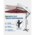 thumbnail image 3 of Parasol Déporté de 10 Pi pour Patio, Grand Parasol de Patio, Parasol Extérieur Déporté à Base en Croix, Levage à Manivelle et Inclinaison Infinie, Protection UV, Résistant à la Décoloration pour Cour Arrière, Jardin, Piscine, 3 of 7