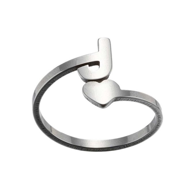 Fashion 26 English Letter Opening Rings Stainless Steel Girls Love Retro Jewelry
