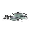 thumbnail image 1 of Starbasix Non-Stick Cookware Set, 8-Piece, 1.6QT & 4.8QT Saucepan with Lids, 9.5" Fry Pan, Turner, Slotted Spoon, Spaghetti Server, Stackable, Dishwasher Safe, Sage, 1 of 4