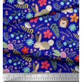 thumbnail image 2 of Soimoi Moss Tissu Georgette Floral, Tissu Imprimé Dessin Animé Rabbit & Porcupine 1 Yard 42 Pouces de Large, 2 of 4