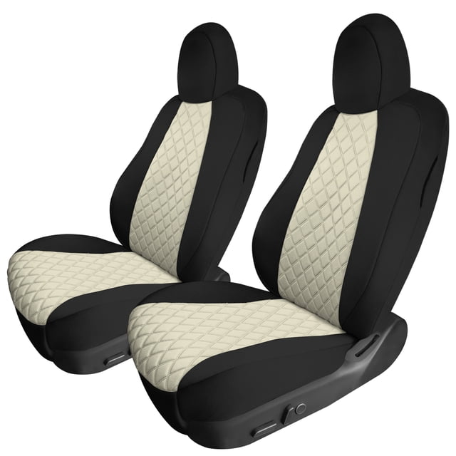 For 2020-2024 Tesla Model Y FH Group Waterproof Neoprene Custom Fit Made Car Seat Covers - Front Set Beige