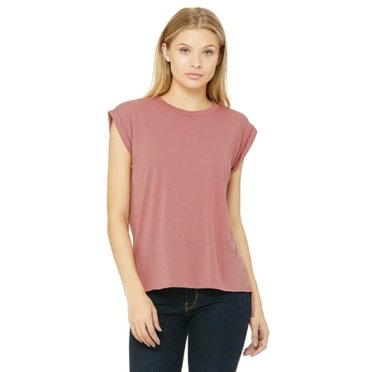Bella Canvas T-Shirt Moulant Fluide à Poignets Roulés pour Femmes, 2TG, Mauve