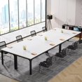 thumbnail image 3 of Tribesigns 78.74-Inch White and Black Conference Table, Large Office Meeting Seminar Desk with Metal Legs and Adjustable Foot Pads, Seats 6–8, Only Table Included, 3 of 5
