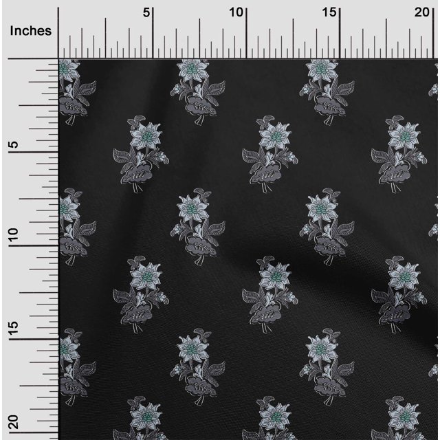 oneOone Polyester Lycra Fabric Leaves & Floral Block Decor Fabric Printed BTY 56 Inch Wide