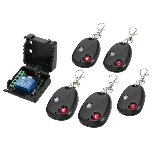 Yeacher Smart Home 433Mhz DC 1CH Wireless Remote Switch Relay Receiver Universal Remote Control Switch Module and 5PCS RF Remote Controls 1527