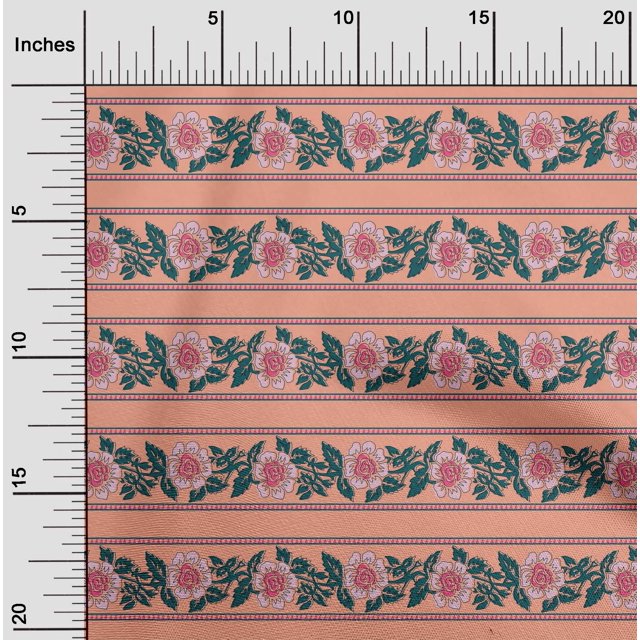 oneOone Silk Tabby Fabric Leaves & Floral Block Decor Fabric Printed BTY 42 Inch Wide