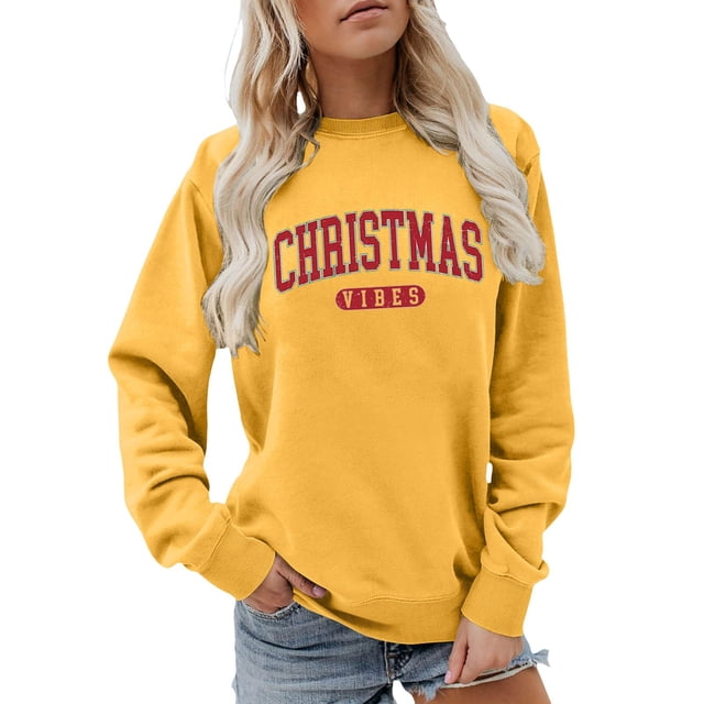 FYEGRE Chandail Sans Capuche à Imprimé pour Femme, Manches Longues, Col Rond, Décontracté, Doux, Confortable, Blouse, Chemise, Design Unique, Tenue Quotidienne, Vêtement pour les Amoureux de la Nature, Jaune, G