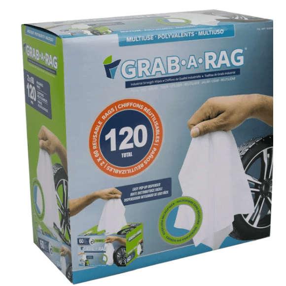 Grab‐A‐Rag Chiffons en Microfibre Lavables – Boîte Distributrice Escamotable de 120 Unités (11,7 Pouces X 12,3 Pouces) – Chiffons de Nettoyage Ultra‐absorbants et Réutilisables