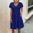 thumbnail image 1 of Robes pour Femmes 2024 Été Surdimensionnée Décontractée Ample Robe Débardeur Plage Col en V avec Poche Robe d'Été Manches Courtes Robes Rabais de 50 % Liquidation!, 1 of 1