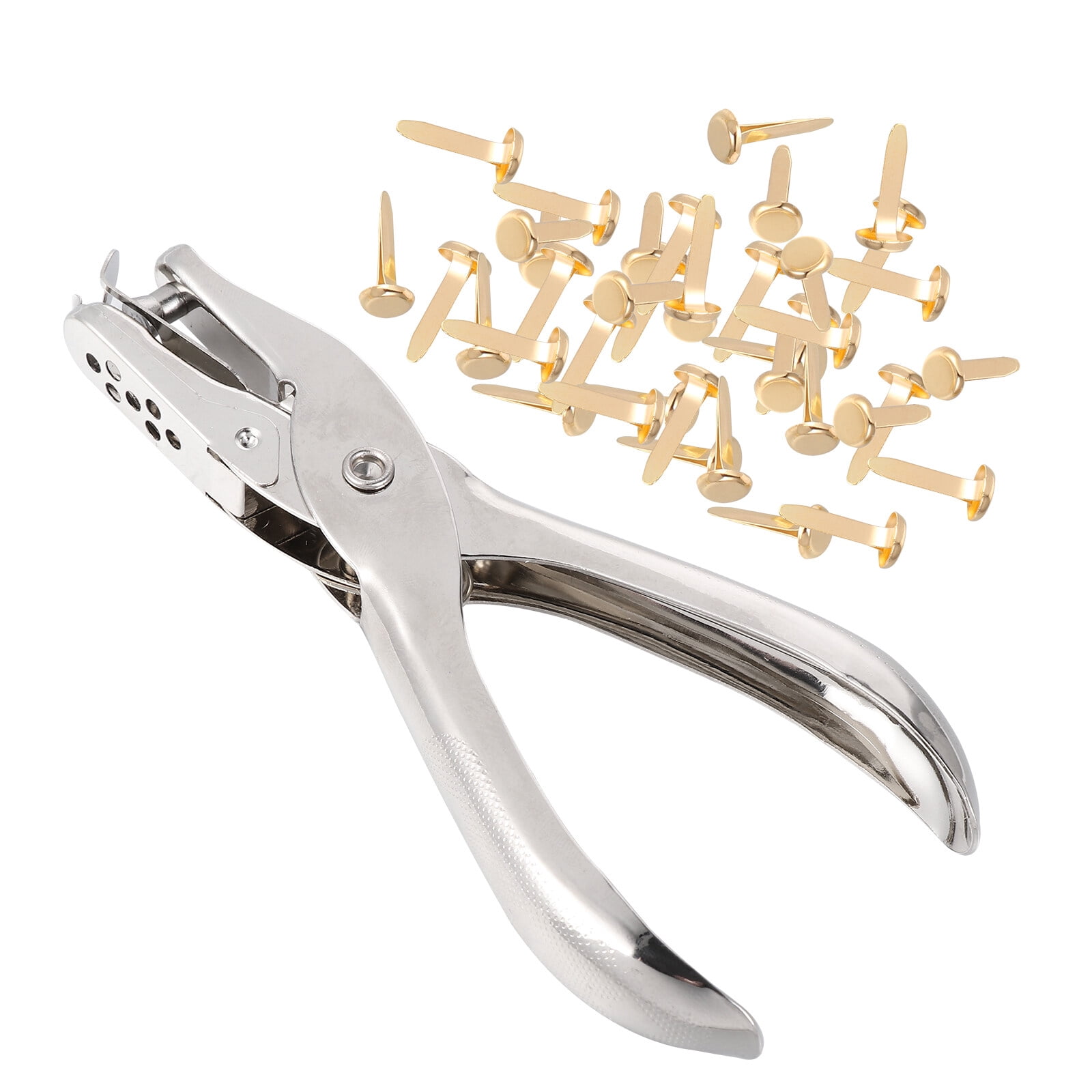 200pcs Brass Paper Fasteners Paper Brads Plated Brass Washer with 1pc Hole Punch