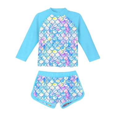 Teen Girls Rash Guard Swimsuits Fashion Sun Protection Long Sleeve Girls Bathing Suits Size 14-15 Years