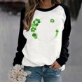 thumbnail image 2 of Besolor Womens St. Patrick's Day Shirts Long Sleeve Sweatshirt Cute Color Block Clover Shamrock Pullover Tops for Party, 2 of 4