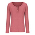 thumbnail image 4 of AherBiu Hauts à Manches Longues pour Femmes, Côtelés, Extensibles, Ajustés, Col Rond, Couche de Base, T-Shirts, Tunique, Chemisier, 4 of 5
