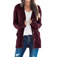 thumbnail image 2 of Cardigan Sweaters for Women Womens Long Sleeve Cable Knit Cardigan Sweaters Open Front Solid Fall Outwear with Pockets, 2 of 8