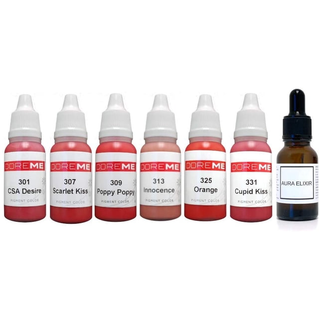 Doreme Permanent Makeup Luscious Lips Pigment Set Kit Ink Color Cosmetic Microblading Micropigmentation Aura Elixir Sets