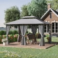 thumbnail image 2 of Outsunny Pavillon de Terrasse 10 Pieds x 13 Pieds avec Rideaux, Gris Foncé, 2 of 10