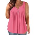thumbnail image 2 of Dealovy Plus Size Tank Tops for Women Casual Sleeveless Scoop Neck Buttons Ruched Solid Color Loose Flowy Tees, 2 of 5