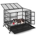 thumbnail image 1 of Gymax 38'' Foldable Heavy-Duty Metal Dog Cage W/ Lockable Rolling Casters Black, 1 of 10