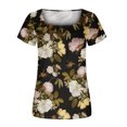 thumbnail image 4 of SMihono Hauts pour Femmes Été Chic Décontracté Mode Femme Imprimé Décontracté Col Rond Manches Courtes T-Shirt Ample Blouse Hauts T-Shirt Oversize pour Femmes, 4 of 5