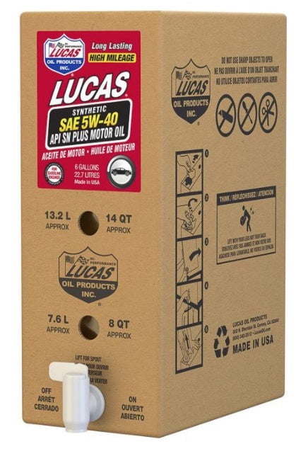 Lucas Oil (345) 18012 22.7L Box/6 Gallon BIB - Synthetic SAE 5W-40 API SN Plus Motor Oil