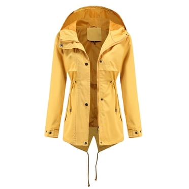 Women Solid Rain Jacket Outdoor Jackets Waterproof Hooded Raincoat Windproof